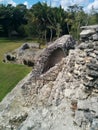 Closeup of Kohunlich Mayan ruins arch structure