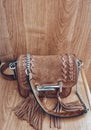 Closeup of lady`s hand bag