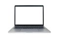 Closeup laptop computer with blank white screen