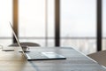 Closeup of laptop on desk top Royalty Free Stock Photo