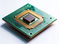 Closeup Laptop Graphics Processing Unit GPU Action Shot Detailed View of Modern Integrated Video Chip on White