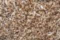 Closeup of a large heap of wood chips