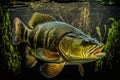 Closeup of a Large Mouth Bass Underwater - Ai Gernerative Royalty Free Stock Photo