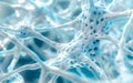 Closeup large white neuron cells at high microscope magnification, active neuronal nervous system network, rendering style,