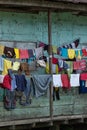 Closeup of laundry hung to dry in the jungle