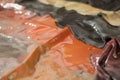 closeup of leather dyeing process