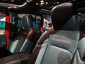 Closeup of leather seats of a Jeep displayed at the Chicago Auto Show