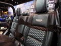 Closeup of leather seats of a Jeep displayed at the Chicago Auto Show