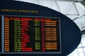 Closeup of led departure chart board at Esenboga airport in Ankara, Turkey