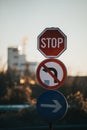 Closeup of left turn prohibited road sign Royalty Free Stock Photo