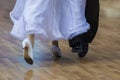 Closeup of Legs of the Professional Dance Couple Performing Euro Royalty Free Stock Photo