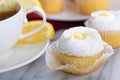 Closeup of a Lemon Cupcake with White Icing Royalty Free Stock Photo