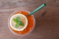 Close up of Lemon ice tea on wooden table Royalty Free Stock Photo