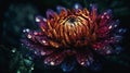 Closeup of a Light Blossoming Lotus with Deep Color and Wet Leav