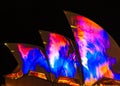 Closeup of light projections on Opera House