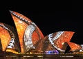 Closeup of light projections on Opera House
