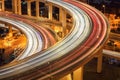 Closeup of the light trails on overpass Royalty Free Stock Photo