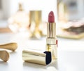 Closeup of lipstick female fashion glamour beauty