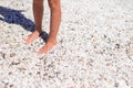 Closeup of little girl feet on tropical sandy Royalty Free Stock Photo