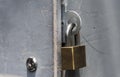 Closeup of a locked padlock door Royalty Free Stock Photo