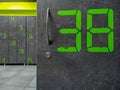 Closeup of locker number 38 in a locker or dressing room for changing clothes into sport outfit for gym or other sport clubs Royalty Free Stock Photo