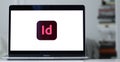 Closeup of the logo of Adobe InDesign on laptop screen Royalty Free Stock Photo
