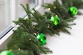 Closeup of long Christmas garland