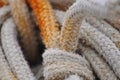 Closeup look to the tengled sailing rope Royalty Free Stock Photo