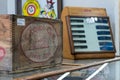 Closeup look of wooden antiques in a vintage store in the United States in Mason