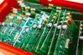 Closeup of Lot of Electronic Printed Circuit Boards with Lots of Surface Mounted Components. Horizontal Image Royalty Free Stock Photo