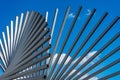 Closeup low angle shot of abstract sculpture in Mainz, Germany