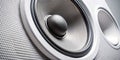 Closeup Low Angle View of a Pristine White Woofer Detailed Speaker Cone Texture and Craftsmanship for HighFidelity Royalty Free Stock Photo