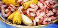 A closeup of a low-country shrimp boil. Royalty Free Stock Photo