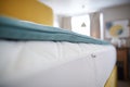 closeup of a luxury mattress topper on a kingsize bed Royalty Free Stock Photo