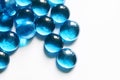 Blue glass spheres on white background. Closeup macro abstract Royalty Free Stock Photo