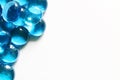 Blue glass spheres on white background. Closeup macro abstract Royalty Free Stock Photo