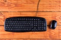 Closeup macro black pc keyboard with black wireless mouse Royalty Free Stock Photo
