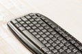 Closeup macro black pc keyboard with black wireless mouse Royalty Free Stock Photo