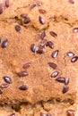 Closeup macro chrono bread with cereals