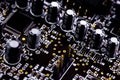 Closeup macro motherboard, circuit board. Electronic computer hardware technology Royalty Free Stock Photo