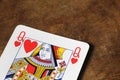 Closeup macro of hearts queen poker card Royalty Free Stock Photo