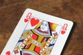 Closeup macro of hearts queen poker card Royalty Free Stock Photo