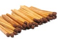 Closeup macro of a bunch of matchsticks arranged in a row Royalty Free Stock Photo