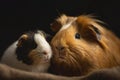 Guinea pig mother nuzzling her young baby cute portrait Royalty Free Stock Photo