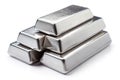 Closeup Macro Photography of a Stack of Four Polished Silver Bars on a White Background HighQuality Image for Royalty Free Stock Photo