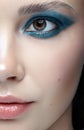 Closeup macro portrait of female face. Human woman half-face wi Royalty Free Stock Photo