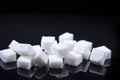 Closeup Macro Shoot of White Cube Sugar Placed Bulk Against Black Background Royalty Free Stock Photo