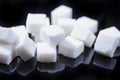 Closeup Macro Shoot of White Cube Sugar Placed Bulk Against Black Background Royalty Free Stock Photo