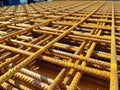 Closeup macro shot of abstract rebar scaffolding - concept of construction