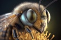 Closeup macro shot of bee head
